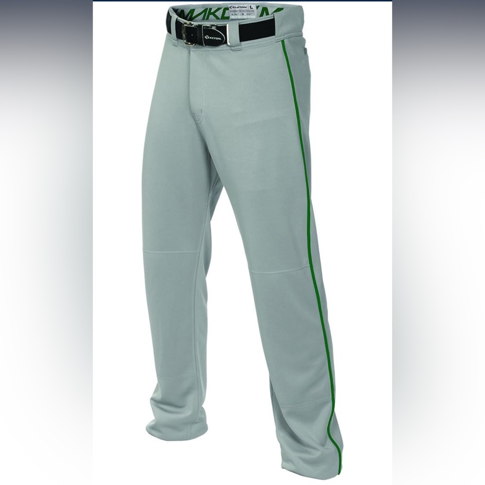 Easton Mako 2 Youth Baseball Pants grey W/ Green Piping. NWT size small